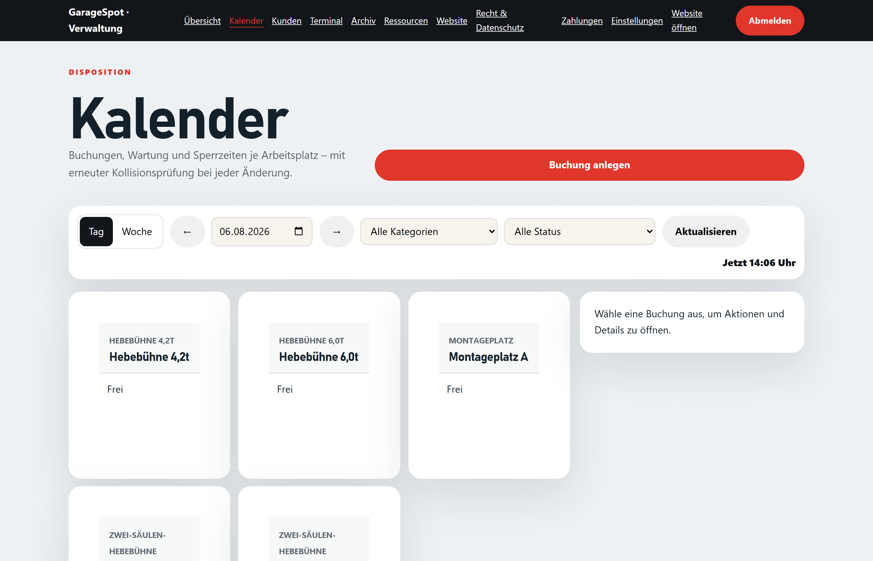 Kalender mit Ressourcenansicht