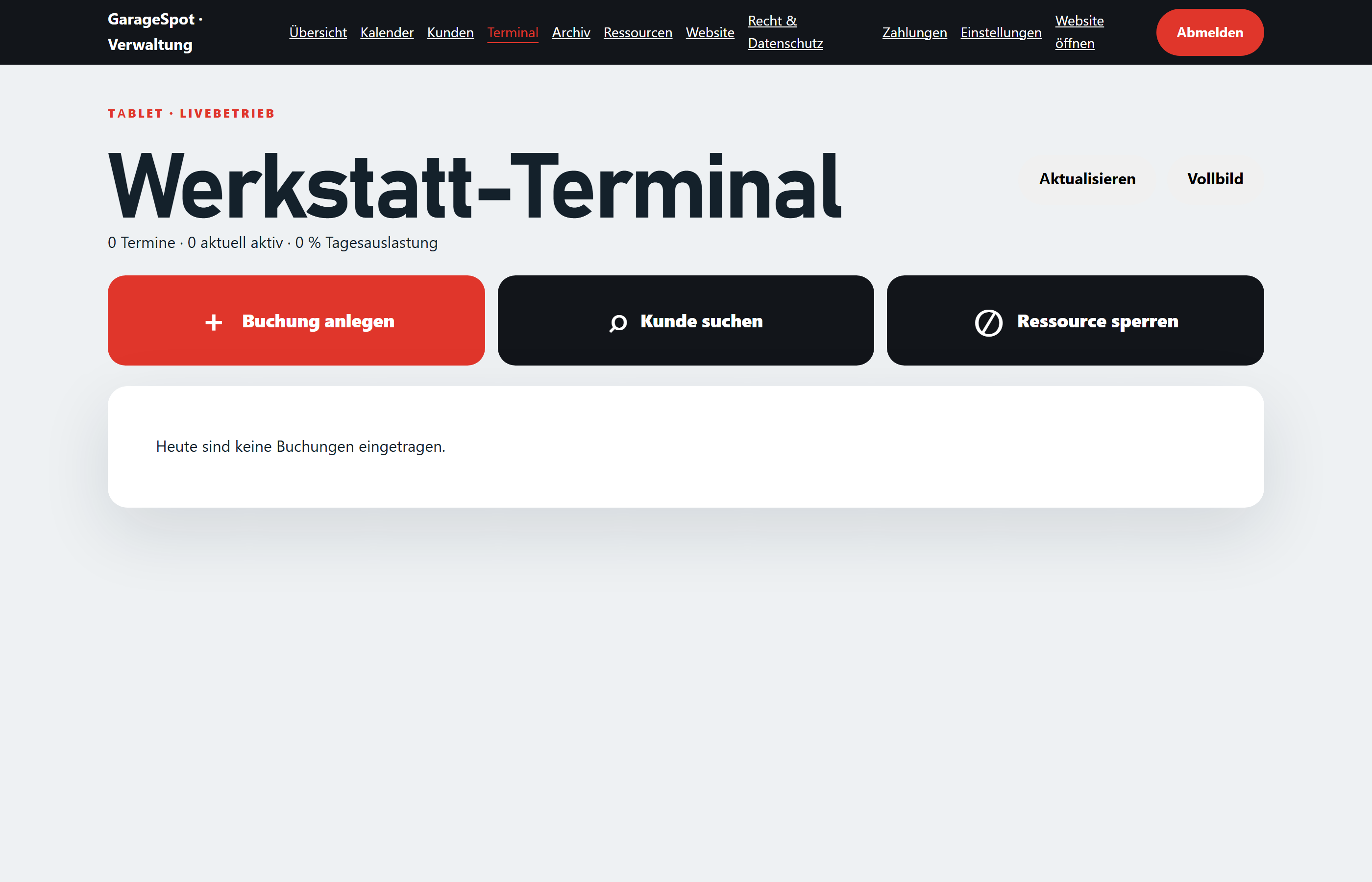 Touchoptimierter Terminal-Modus